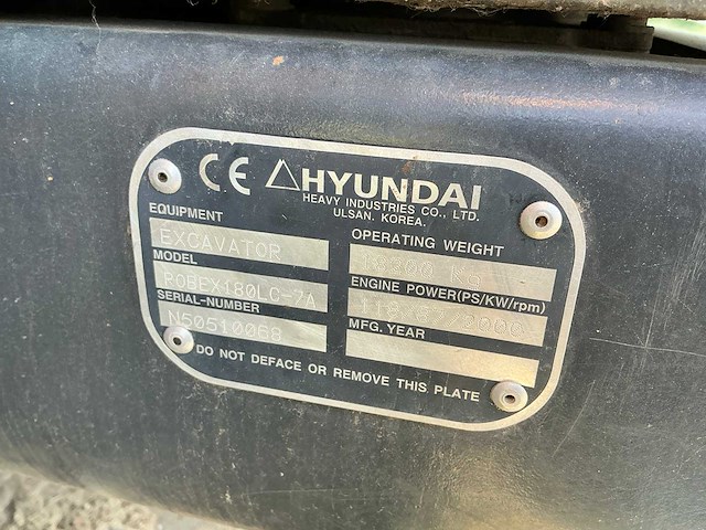 Hyundai robex180lc-7a rupsgraafmachine - afbeelding 20 van  25