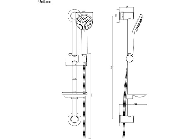 Ibergrif douchestang met zeepbakje - afbeelding 2 van  6