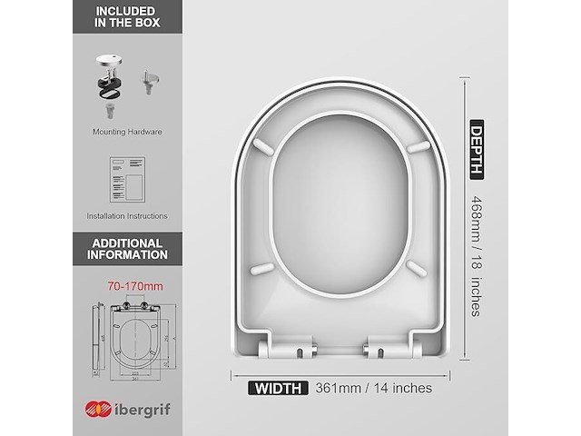 Ibergrif m41001 d-vorm toiletdeksel softclose - afbeelding 3 van  4