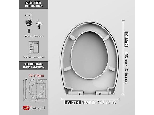 Ibergriff o-vormig wc bril wit softclose - afbeelding 2 van  2