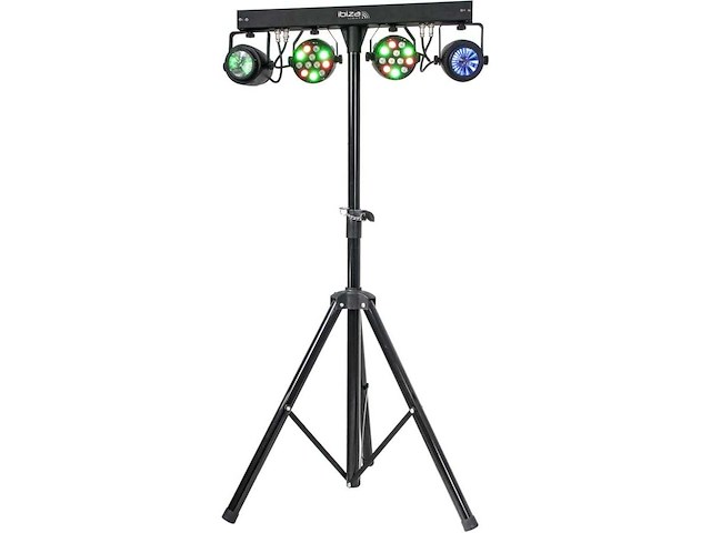 Ibiza - djlight60 - lichtstandaard met 2 rgbb par spotlights en 2 moon fower rvbba spotlights - 4-in-1 led-pakket - afbeelding 1 van  8