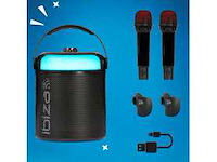 Ibiza karahome draagbare karaokespeler met 2 zwarte microfoons - afbeelding 3 van  6