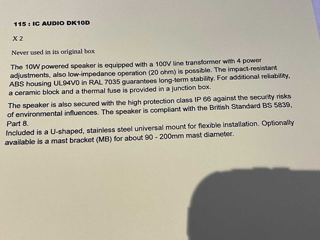 Ic audio dk 10/t luidspreker (2x) - afbeelding 3 van  3