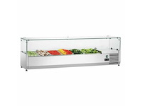Iceshop - vitrine saladevitrine met gekoelde ingrediënten - 6 gn 1/3 bakken - breedte 1,4m - gekoelde toonbank (3x) - afbeelding 1 van  4