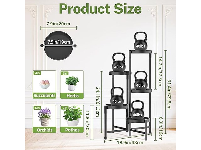 Idavosic.ly metalen plantenstandaard - afbeelding 2 van  4