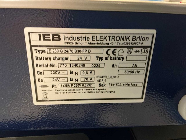 Ieb e 230 g 24/70 b30-fp d acculader - afbeelding 4 van  5