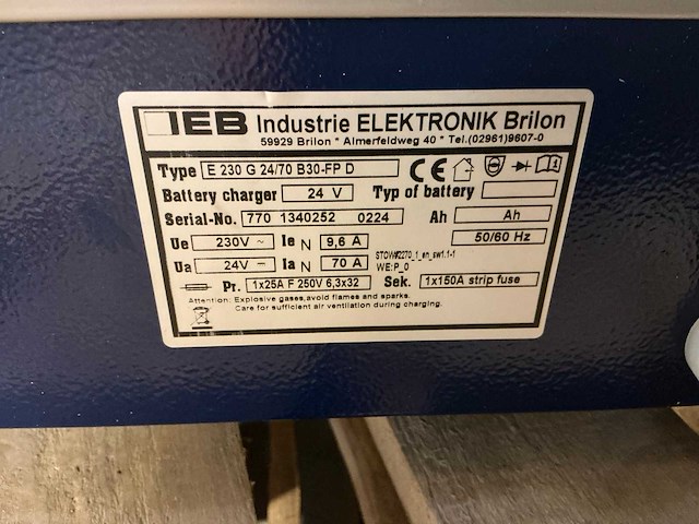 Ieb e 230 g 24/70 b30-fp d acculader - afbeelding 5 van  5