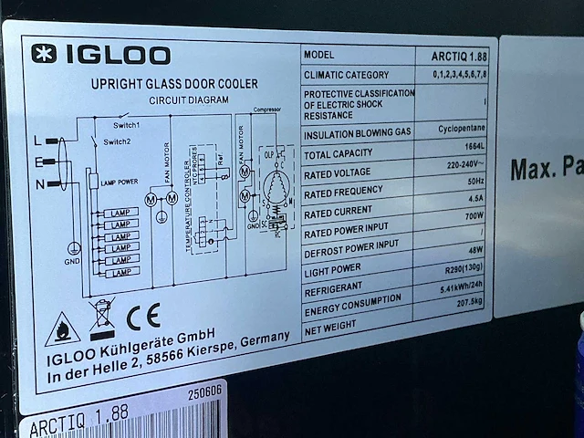 Igloo arctic 1.88 3-deurs vitrinekoelkast - afbeelding 8 van  8