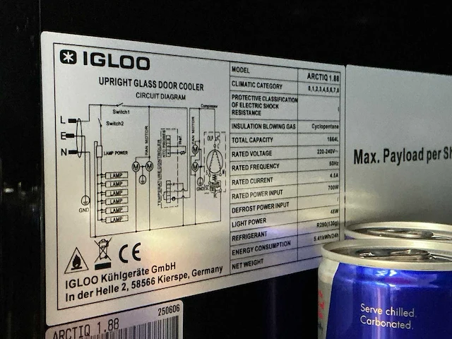 Igloo arctic 1.88 3-deurs vitrinekoelkast - afbeelding 2 van  8