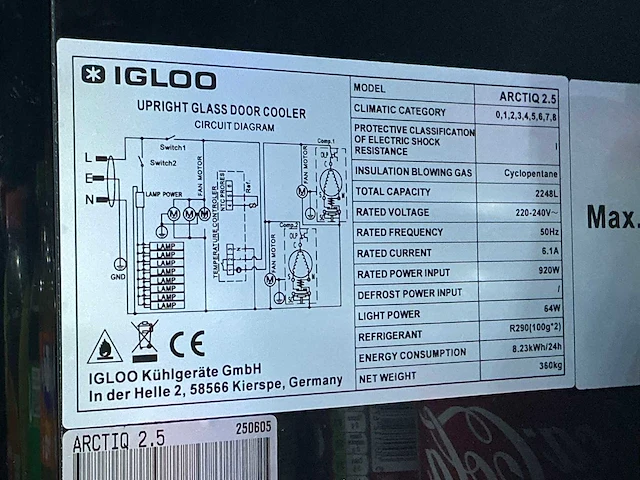 Igloo arctic 2.5 4-deurs vitrinekoelkast - afbeelding 4 van  4