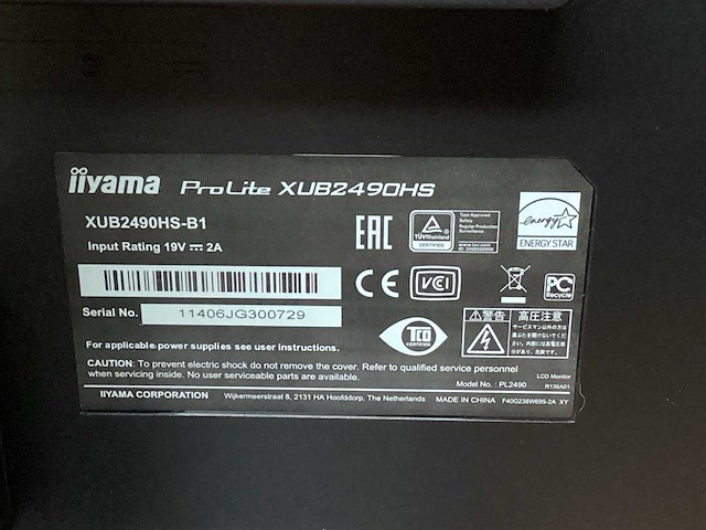 Iiyama monitor 24” hoogte verstelbaar - afbeelding 3 van  3
