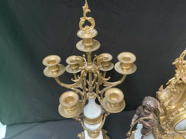 Imperial - louis xv - klok met twee kandelaren - afbeelding 2 van  3