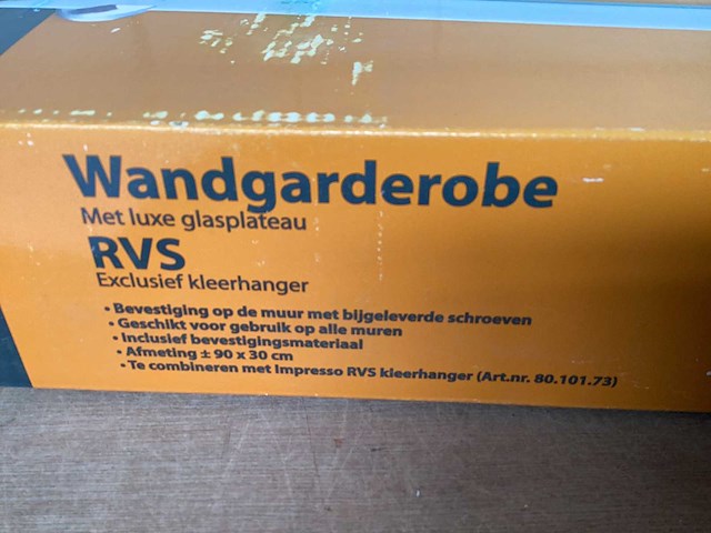 Impresso wandgarderobe rvs met glasplateau - afbeelding 5 van  5