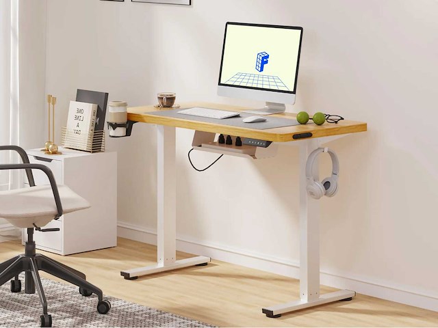 In hoogte verstelbaar bureau flexispot qe1 100 x 60 cm, 4 geheugenfuncties - afbeelding 1 van  5
