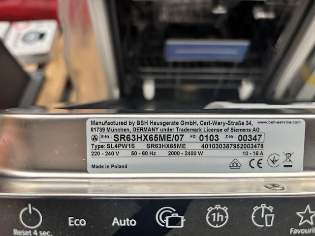 Inbouw afwasmachine siemens sr63hx65me - afbeelding 5 van  7