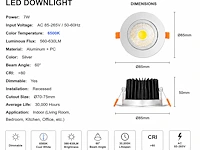 Inbouw led downlight (venus) – 7w – 6500k koud wit (25 stuks) - afbeelding 4 van  4