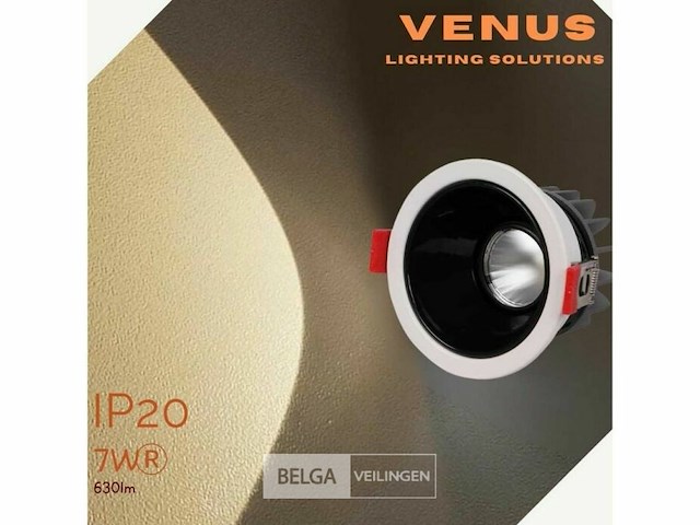 Inbouw led spot - 7w - 3000k warm wit - wit/zwart - ip20(x100) - afbeelding 3 van  6