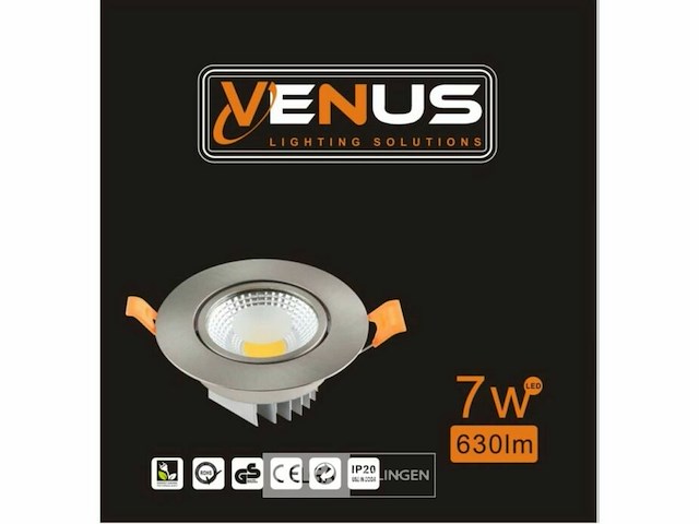 Inbouw led spot - 7w - draaibaar - zilver - 3000k warm wit - ip20 (x25) - afbeelding 5 van  6