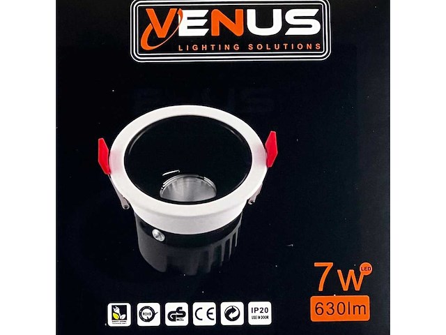 Inbouw led spot – 7w – 3000k warm wit – wit/zwart – ip20 (x50) - afbeelding 2 van  3