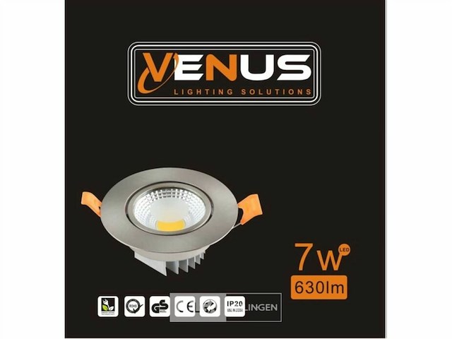 Inbouw led spot – 7w – draaibaar – zilver – 3000k warm wit – ip20 (x25) - afbeelding 5 van  6