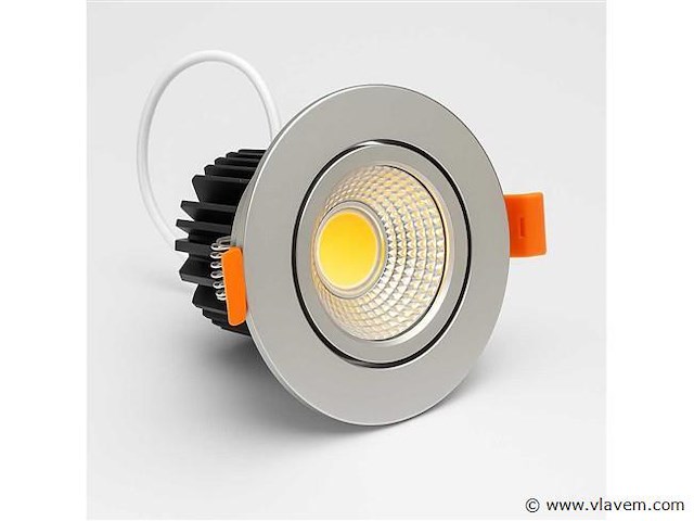 Inbouw led spot . 7w . draaibaar . zilver . 3000k warm wit . ip20 (x50) - afbeelding 1 van  5