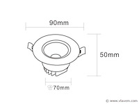 Inbouw led spot – 7w – draaibaar – zilver – 3000k warm wit – ip20 (x50) - afbeelding 3 van  5
