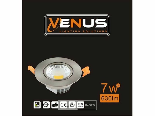 Inbouw led spot – 7w – draaibaar – zilver – 6500k koud wit (x25) - afbeelding 3 van  5