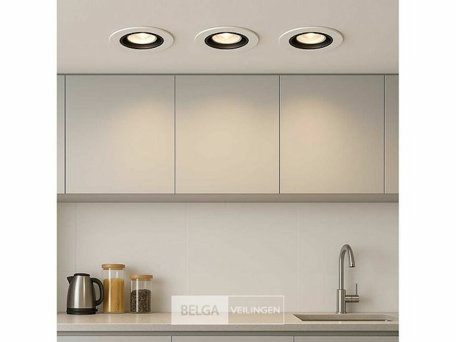 Inbouwlamp gu10 - richtbaar - rond - zwart/wit - ip20 (x100) - afbeelding 1 van  6