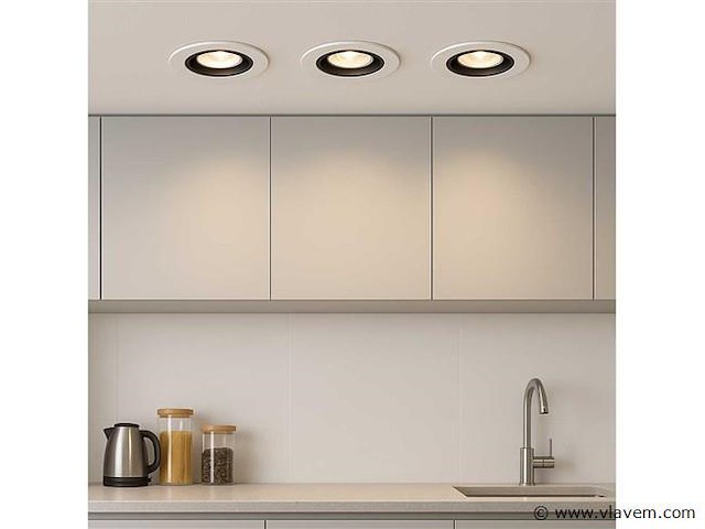 Inbouwlamp gu10 . draaibaar . rond . zwart/wit . ip20 (x50) - afbeelding 1 van  5