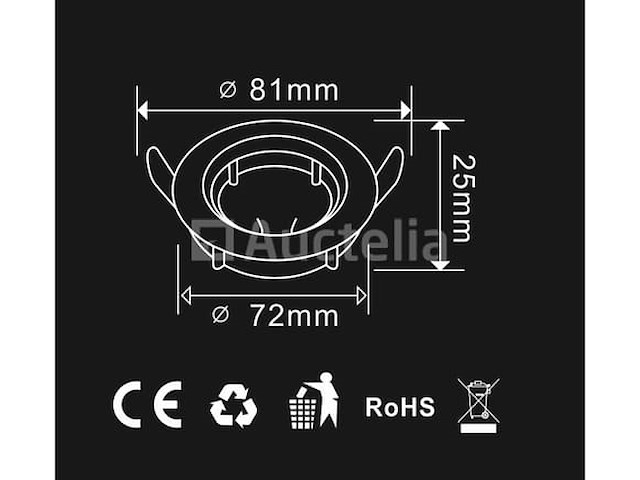 Inbouwlamp gu10 met lamphouder - ip20 - wit (x100) - afbeelding 2 van  5