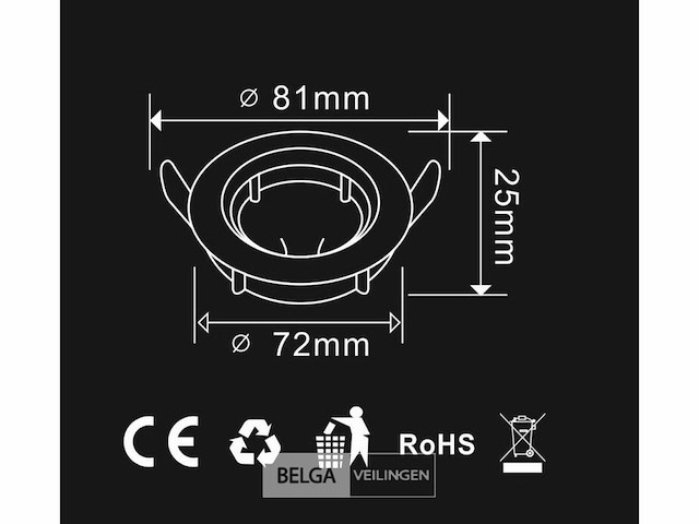Inbouwlamp gu10 met lamphouder - ip20 - wit (x100) - afbeelding 5 van  6