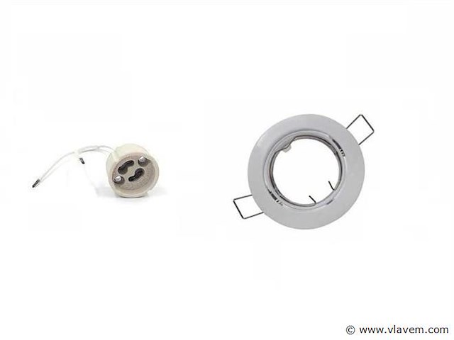 Inbouwlamp gu10 met lamphouder – ip20 – wit (x100) - afbeelding 1 van  5