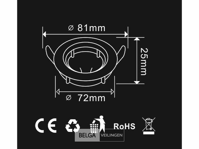 Inbouwlamp gu10 met lamphouder – ip20 – wit (x100) - afbeelding 5 van  6
