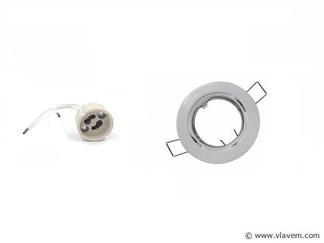 Inbouwlamp gu10 met lamphouder – ip20 – wit (x50) - afbeelding 1 van  5