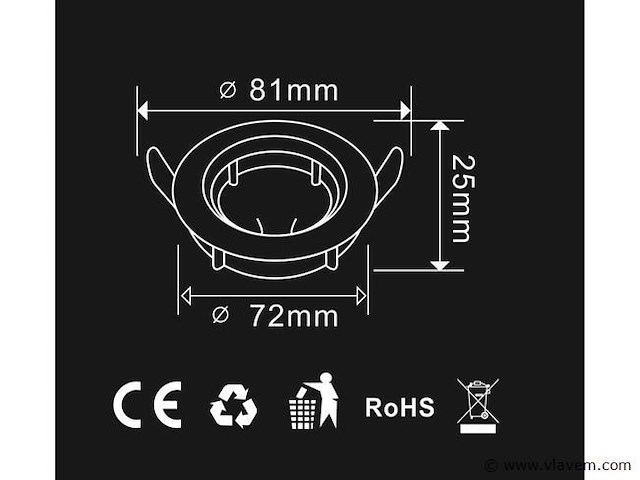 Inbouwlamp gu10 met lamphouder – zilver – ip20 (x100) - afbeelding 4 van  5
