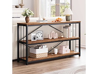 Industrieel consoletafel, rustieke houten banktafel - afbeelding 4 van  8