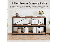 Industrieel consoletafel, rustieke houten banktafel - afbeelding 7 van  8