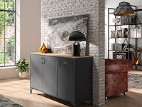 Industrieel dressoir manno 136cm 3 deuren - zwart - afbeelding 1 van  7