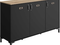 Industrieel dressoir manno 136cm 3 deuren - zwart - afbeelding 2 van  7