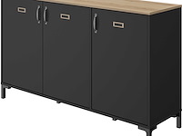 Industrieel dressoir manno 136cm 3 deuren - zwart - afbeelding 3 van  7