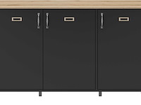 Industrieel dressoir manno 136cm 3 deuren - zwart - afbeelding 4 van  7