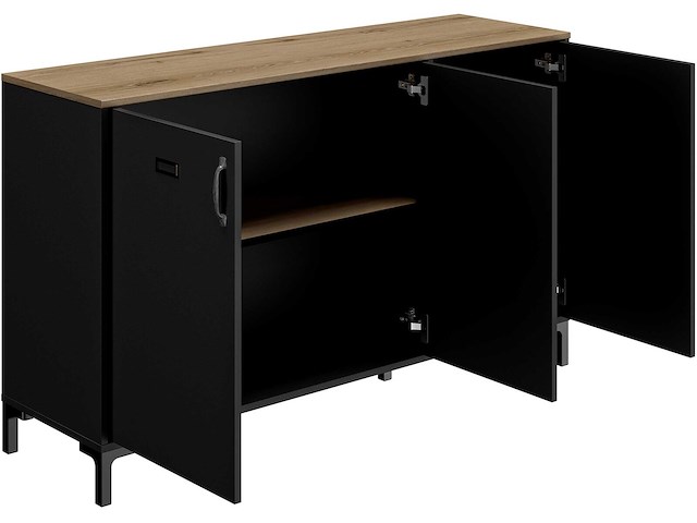 Industrieel dressoir manno 136cm 3 deuren - zwart - afbeelding 5 van  7