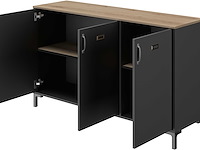 Industrieel dressoir manno 136cm 3 deuren - zwart - afbeelding 6 van  7