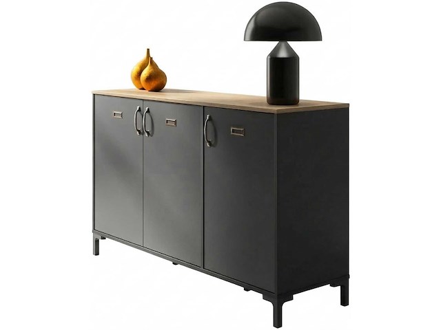 Industrieel dressoir manno 136cm 3 deuren - zwart - afbeelding 7 van  7