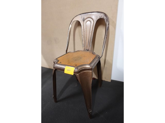 Industrieel-metalen vintage stoel - afbeelding 3 van  8