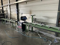 Industriële afkortzaagmachine mep cobra 350, bouwjaar 1999. voorzien van rollenbanen