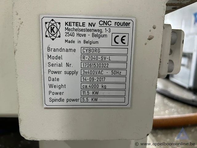 Industriële cnc freesmachine van het merk cyborg, model r-2040-sv-l, bouwjaar 2017. voorzien van een vermogen van 11,5 kw en een 3-fasen aansluiting van 400 v. - afbeelding 5 van  6