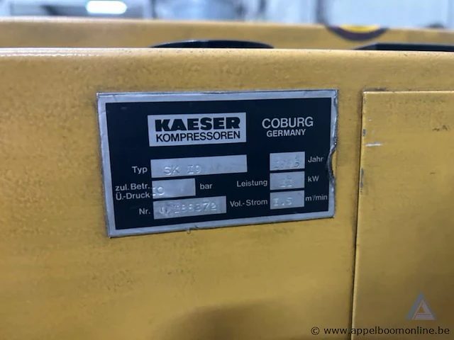Industriële compressor kaeser sk 19, bouwjaar 1995, met een vermogen van 11 kw. 78230 bedrijfsuren - afbeelding 4 van  4