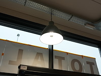Industriële emaille hanglamp met led-capsule – lot van 6 | zwart/crème | ø53 cm