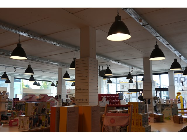 Industriële emaille lamp – lot van 10 | zwart/crème ø53 cm - afbeelding 1 van  3